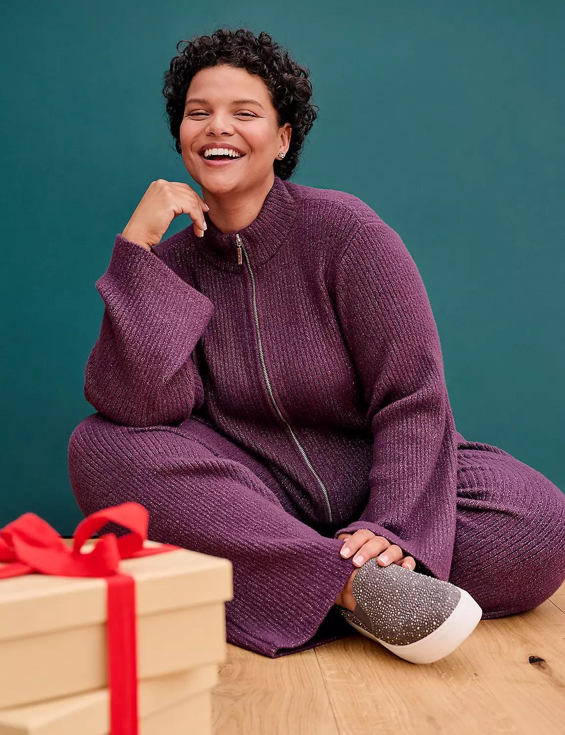 LIVI Shimmer Sweater Full-Zip Jacket Product Image