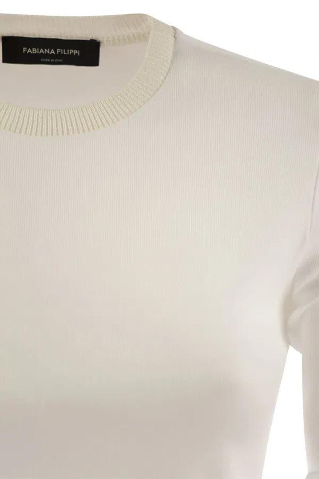 FABIANA FILIPPI Long-sleeved T-shirt In Jersey In White Product Image