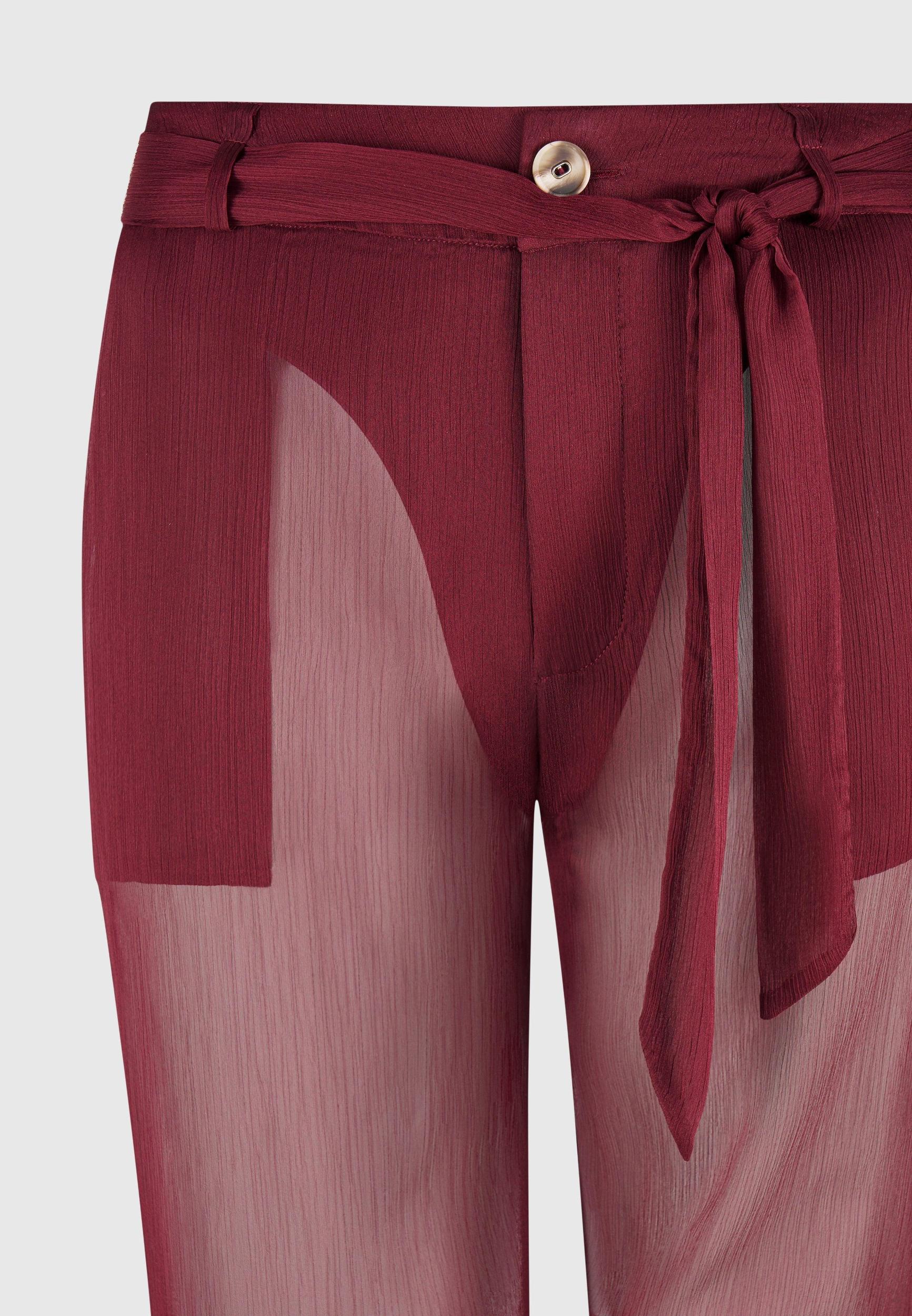 Sheer Shirt with Clasp - Wine Red Female Product Image