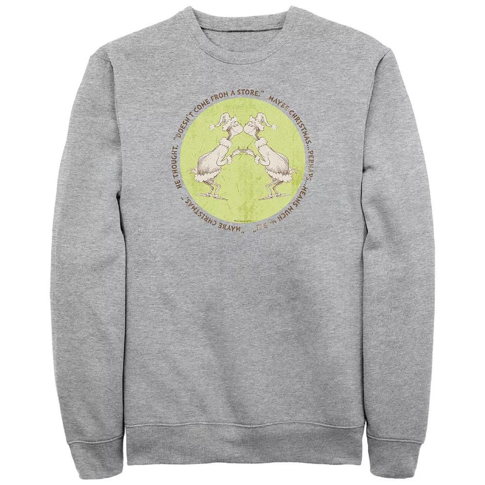 Men's Dr. Seuss Grinch Christmas Perhaps Means Much More Graphic Fleece, Size: XXL Tall, Athletic Grey Product Image