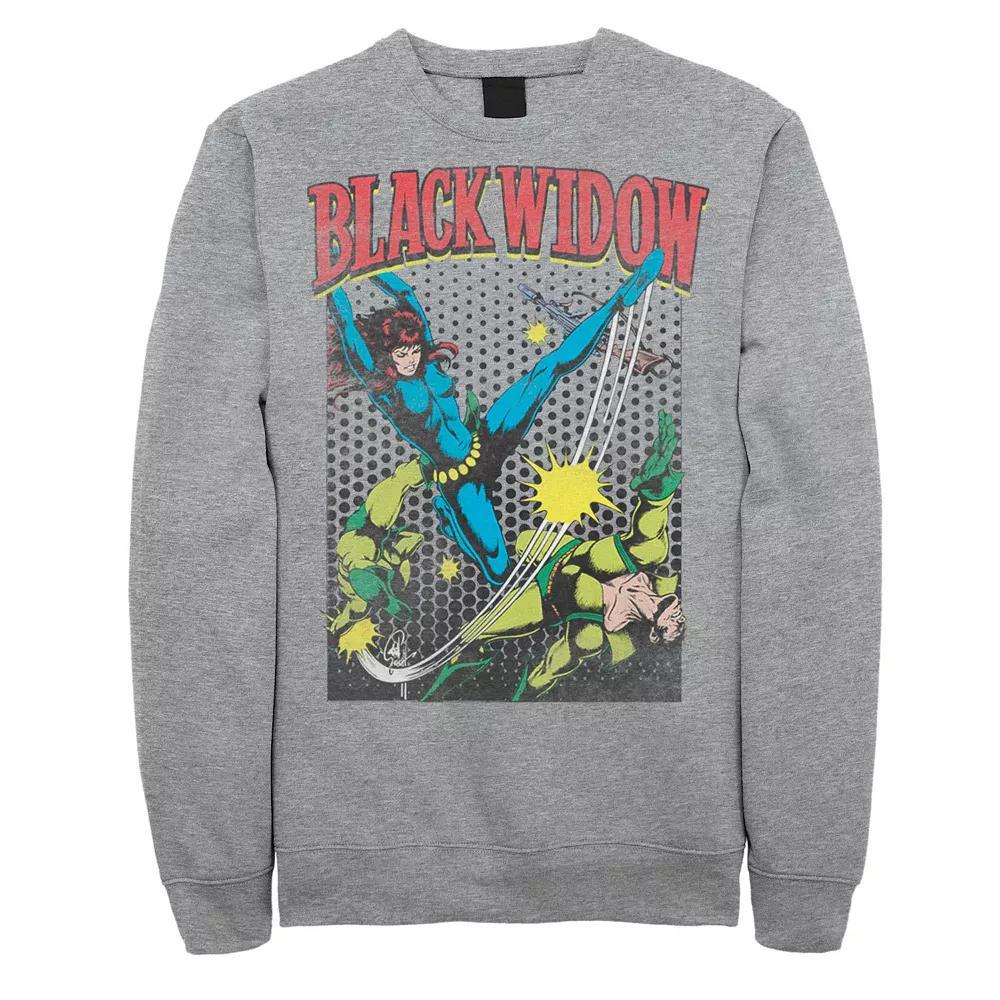 Men's Marvel Black Widow Classic Retro Comic Swing Sweatshirt, Size: 3XL, Athletic Grey Product Image