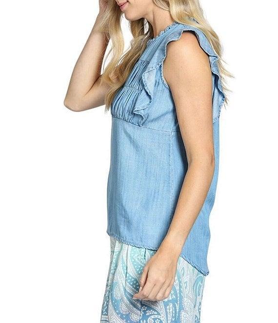 APNY Round Neck Sleeveless Ruffle Smocked Top Product Image