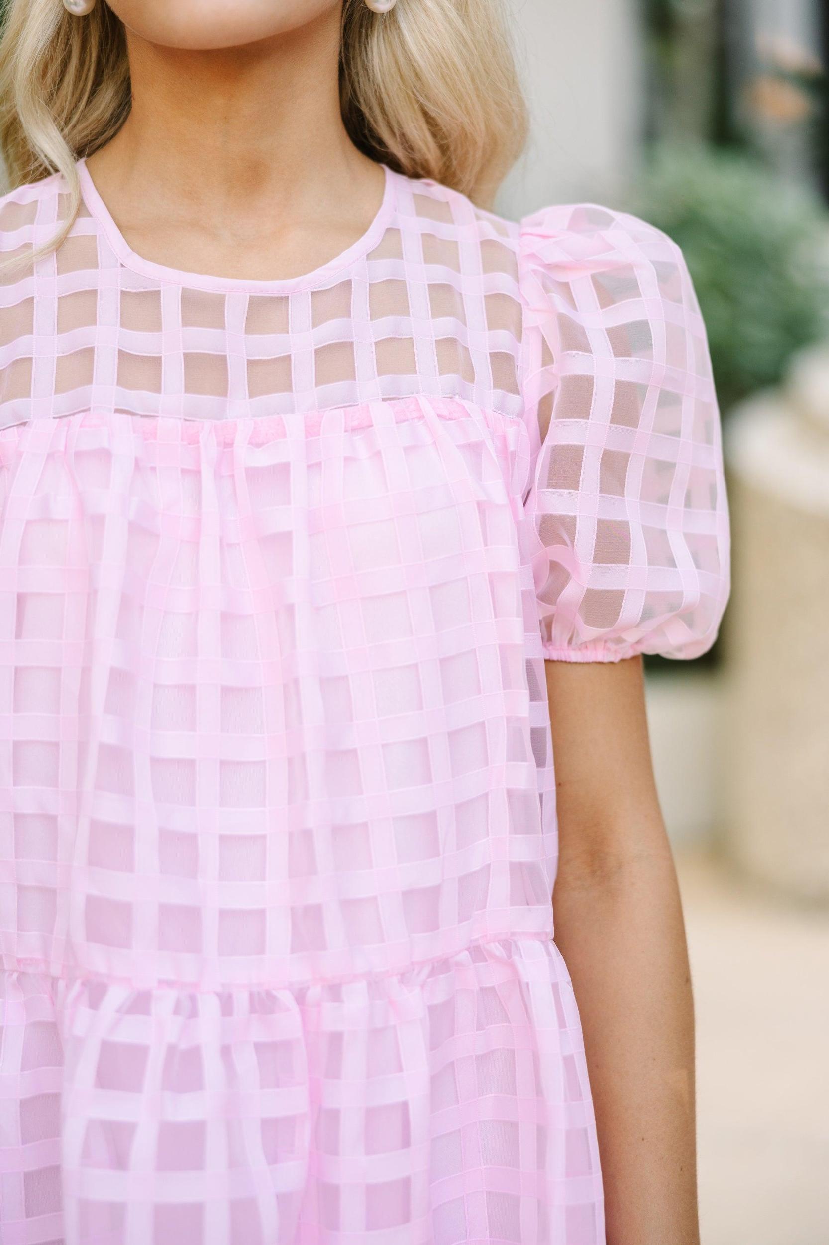 All My Life Blush Pink Textured Babydoll Mini Dress Female Product Image