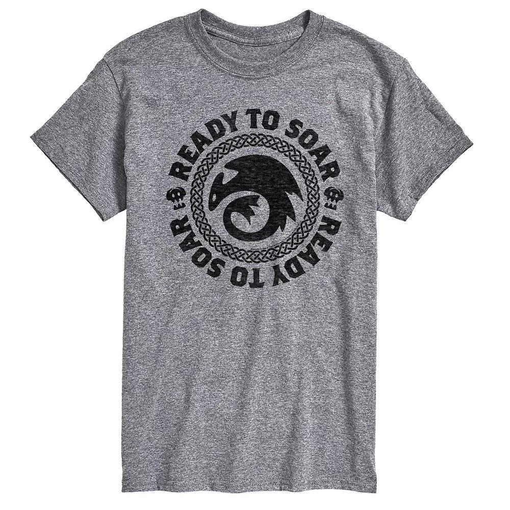 Mens How To Train Your Dragon Ready To Soar Graphic Tee Grey Gray Product Image
