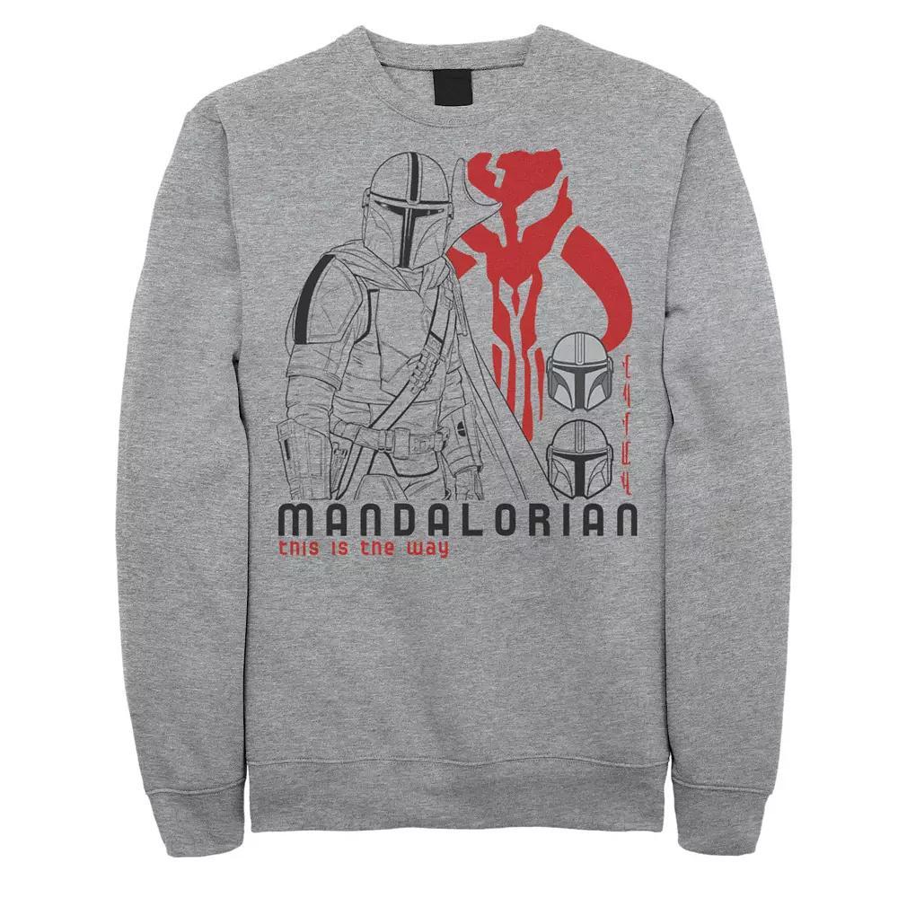 Men's Star Wars The Mandalorian This Is The Way Line Art Sweatshirt, Size: Small, Athletic Grey Product Image