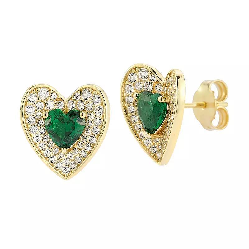 Ari Heart Gold Stud Earrings in Chartreuse Magnesite Product Image
