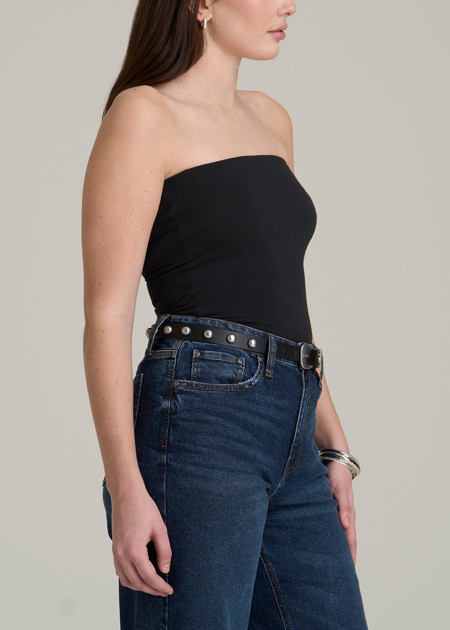 Cotton Tube Top for Tall Women in Black Product Image