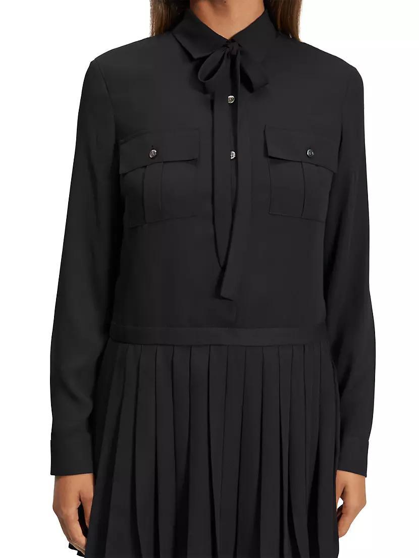 Button-Front Pleated Minidress Product Image
