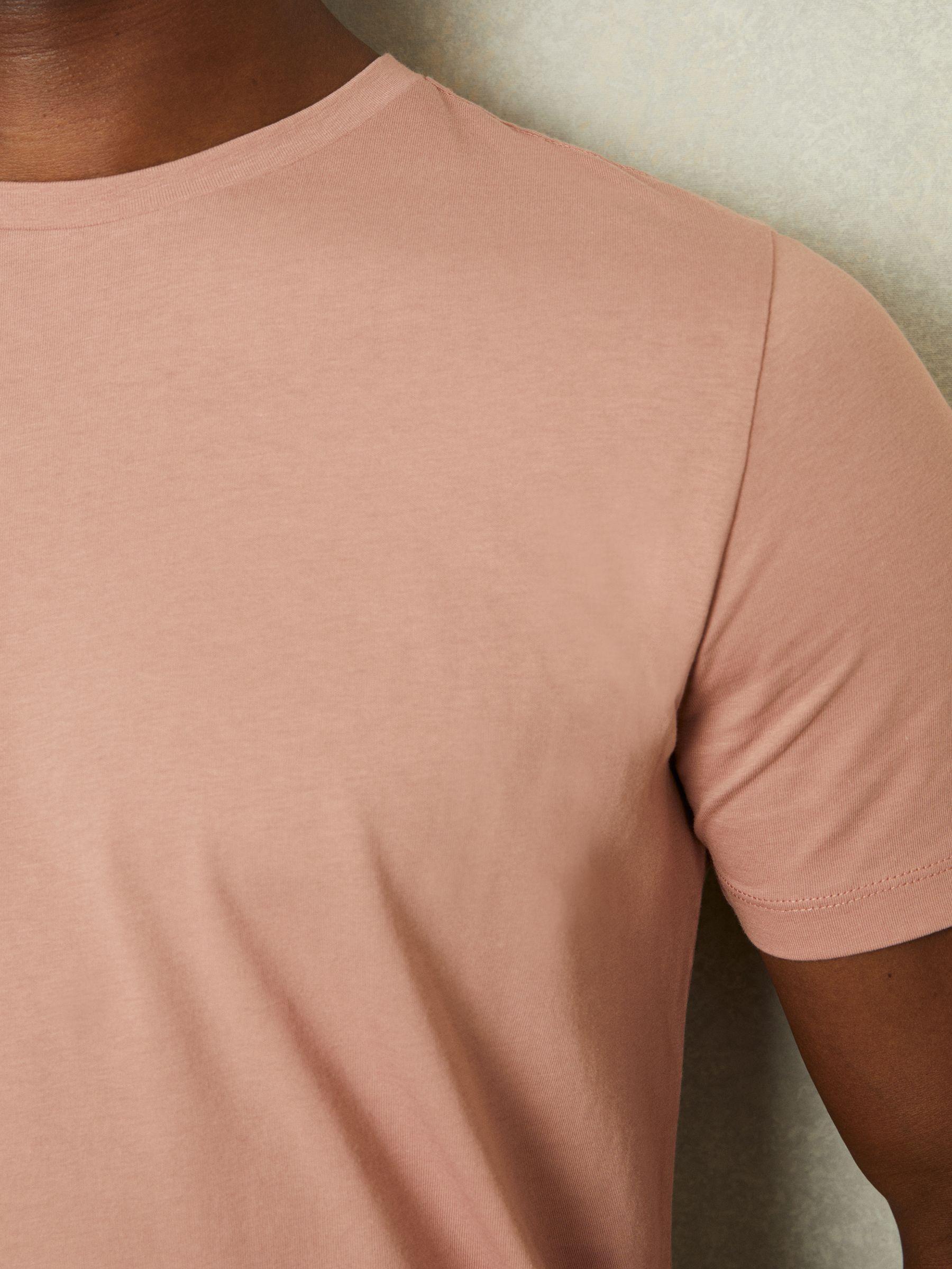 100% Cotton Crew Neck T-Shirt in Dusty Pink Product Image