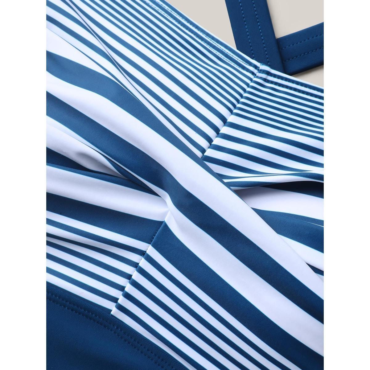 Plus Size Anti-Float Ties Twist Belted Swim Dress Women's Swimwear Aegean Beach Bodycon Heart neckline High stretch Curve Swim Dresses BloomChic 26/4X Product Image