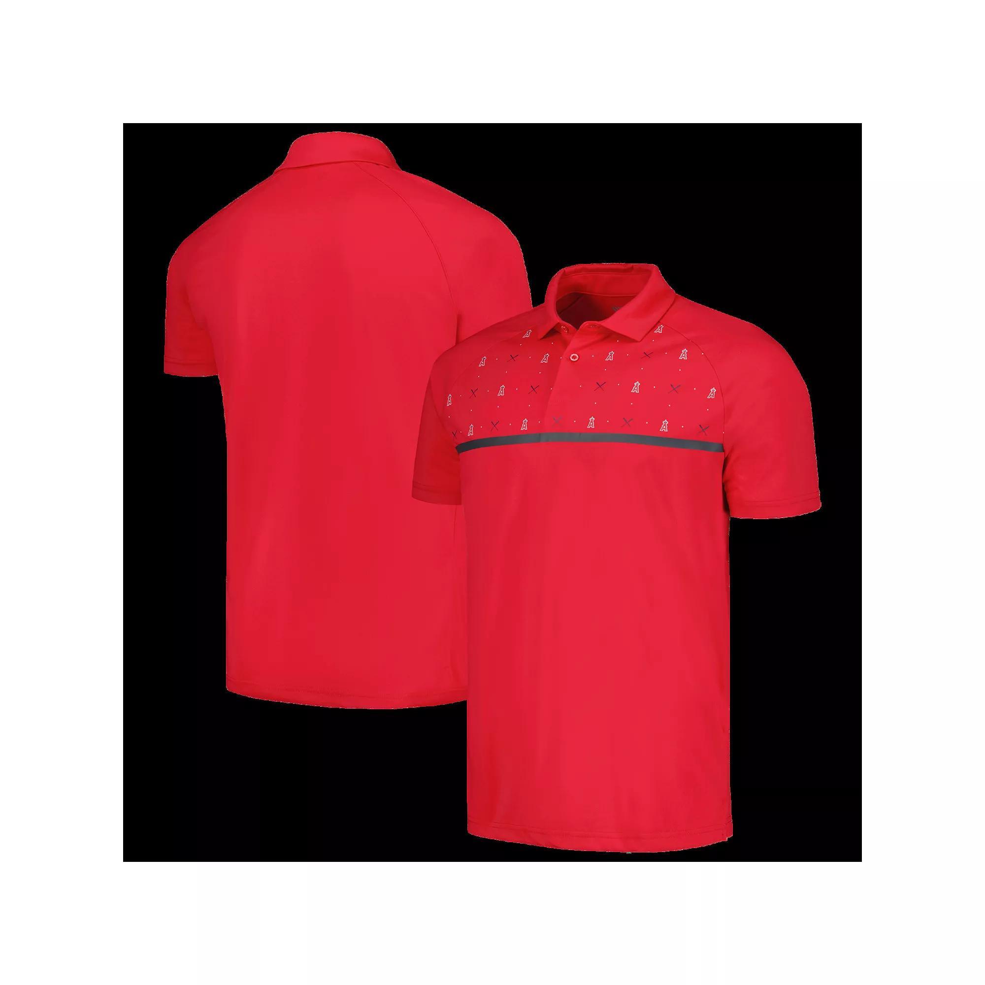 Men's Levelwear Red Los Angeles Angels Sector Batter Up Raglan Polo, Size: Large Product Image