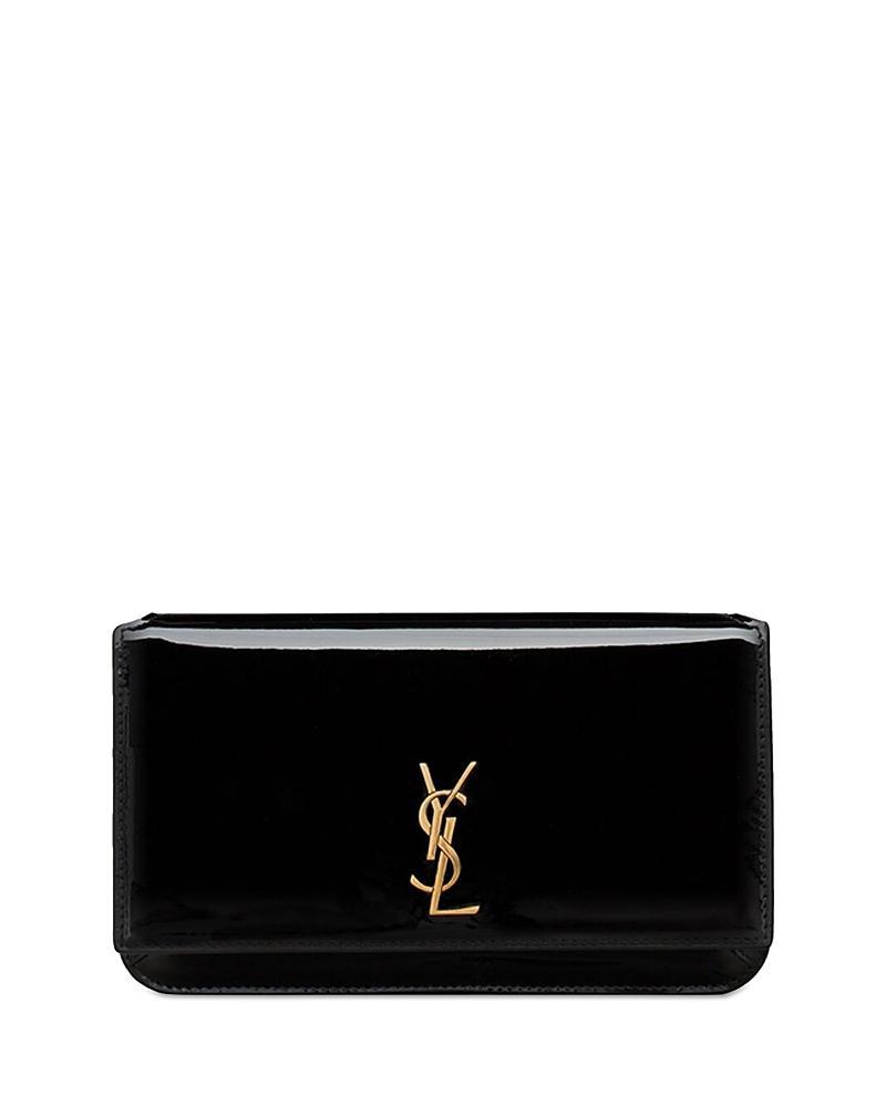 Womens Cassandre Phone Holder with Strap in Shiny Crocodile-Embossed Leather Product Image