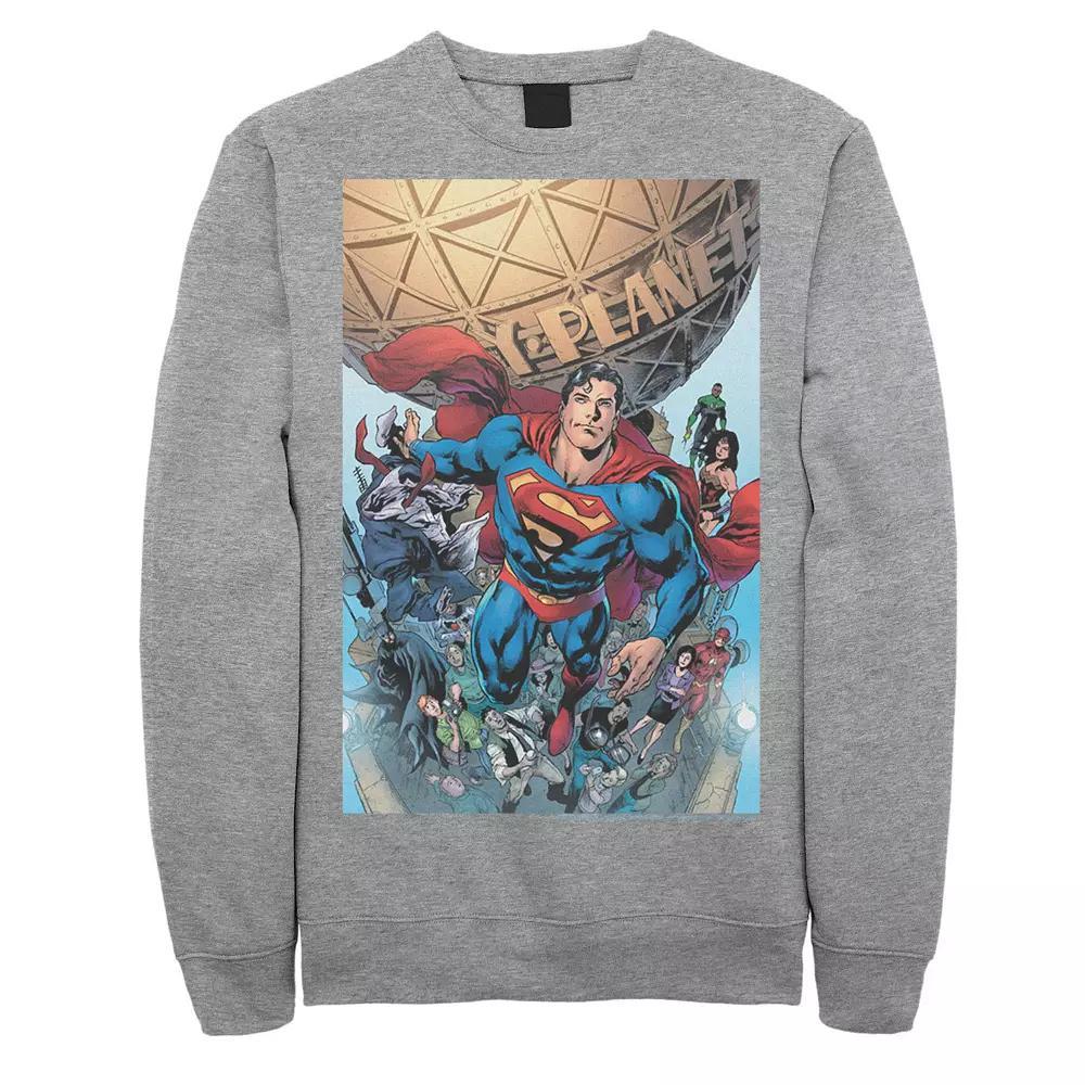 Men's Justice League Daily Planet Group Shot Sweatshirt, Size: XXL, Athletic Grey Product Image