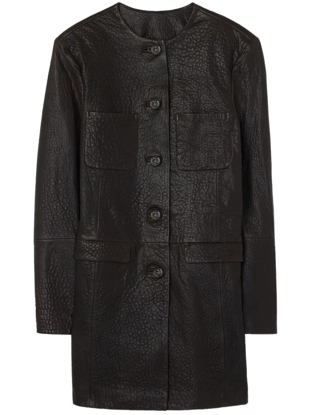 ST JOHN Vintage Edge Leather Coat In Mgny Product Image