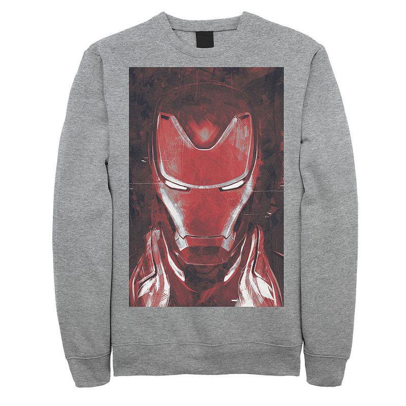 Men's Marvel Avengers Endgame Red Iron Man Portrait Graphic Fleece Pullover, Size: Small, Athletic Grey Product Image