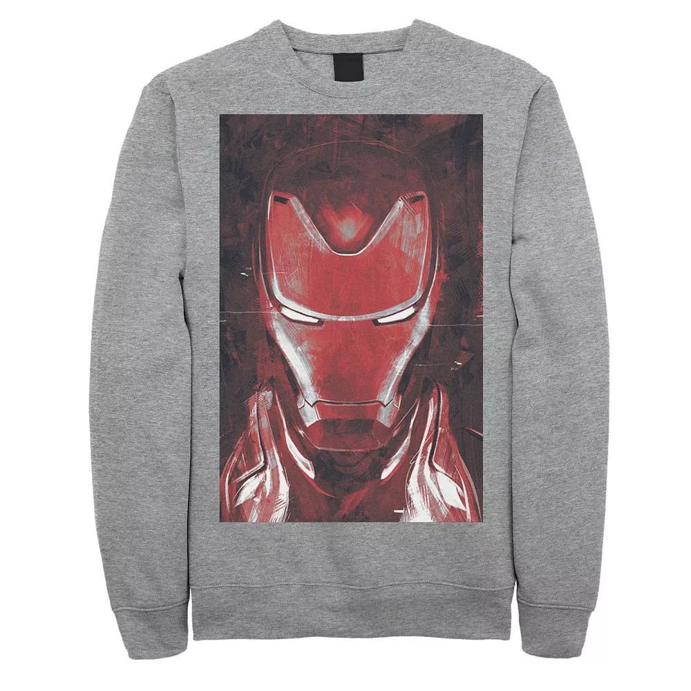 Men's Marvel Avengers Endgame Red Iron Man Portrait Graphic Fleece Pullover, Size: Small, Athletic Grey Product Image