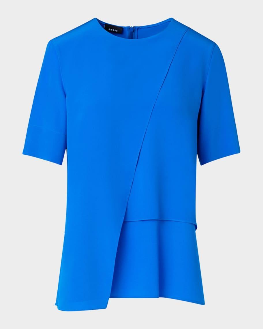 Short-Sleeve Layered Silk Blouse Product Image