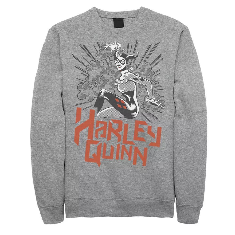 Men's DC Comics Harley Quinn Action Pose Sweatshirt, Size: Large, Athletic Grey Product Image