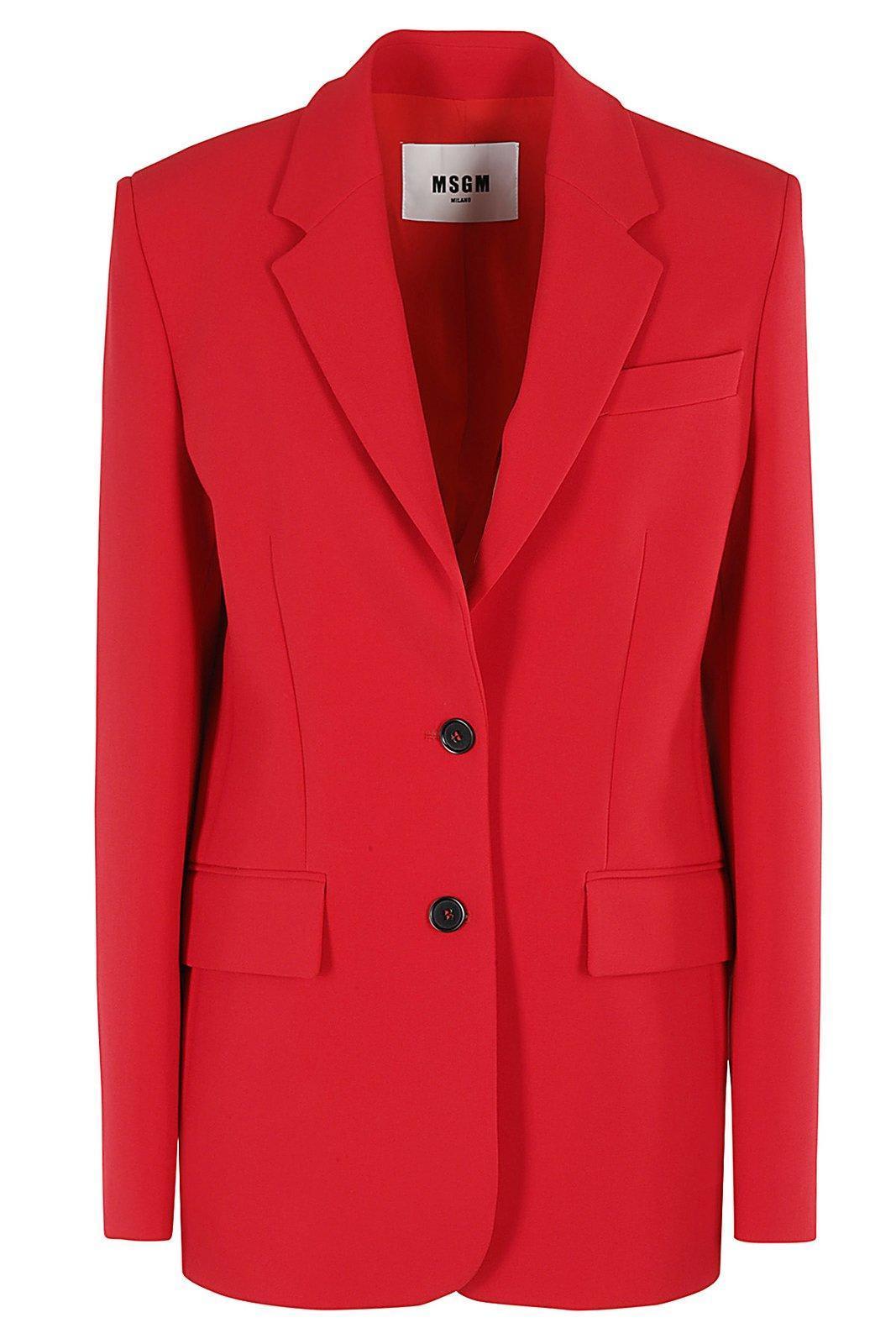 MSGM Single-breasted Tailored Blazer In Rojo Product Image