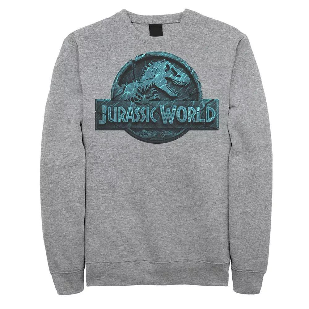 Men's Jurassic World Two Logo Lost In The Deep Sweatshirt, Size: Small, Athletic Grey Product Image