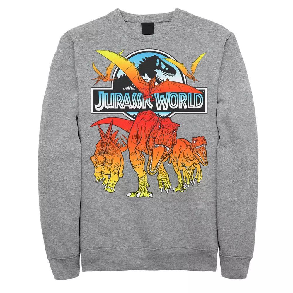 Men's Jurassic World Two Dino Charging Comic Pop Fleece, Size: Small, Athletic Grey Product Image