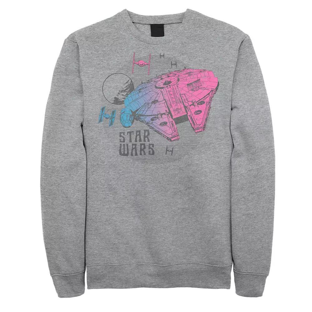 Men's Star Wars The Rise of Skywalker Ombre Millennium Falcon Sweatshirt, Size: Small, Athletic Grey Product Image