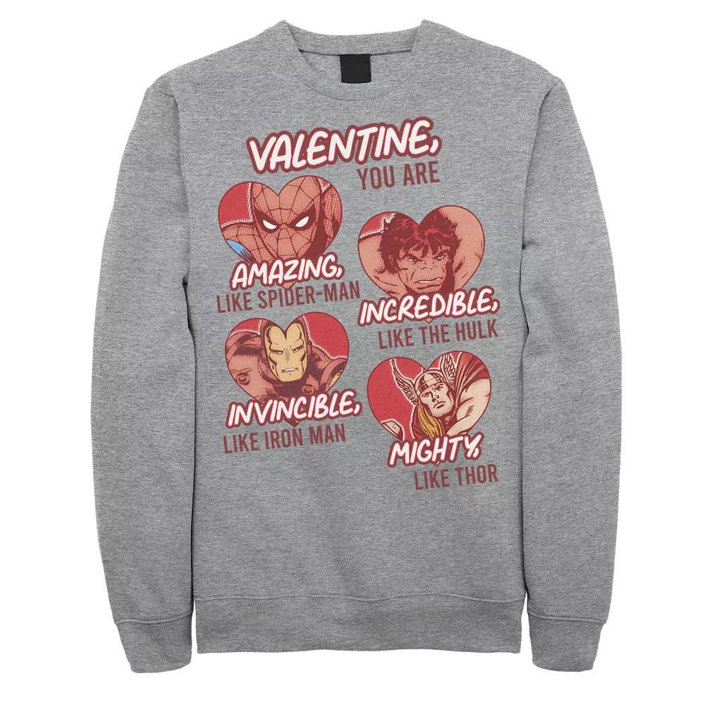 Men's Marvel Valentine You Are Marvel Retro Comic Sweatshirt, Size: XXL, Athletic Grey Product Image