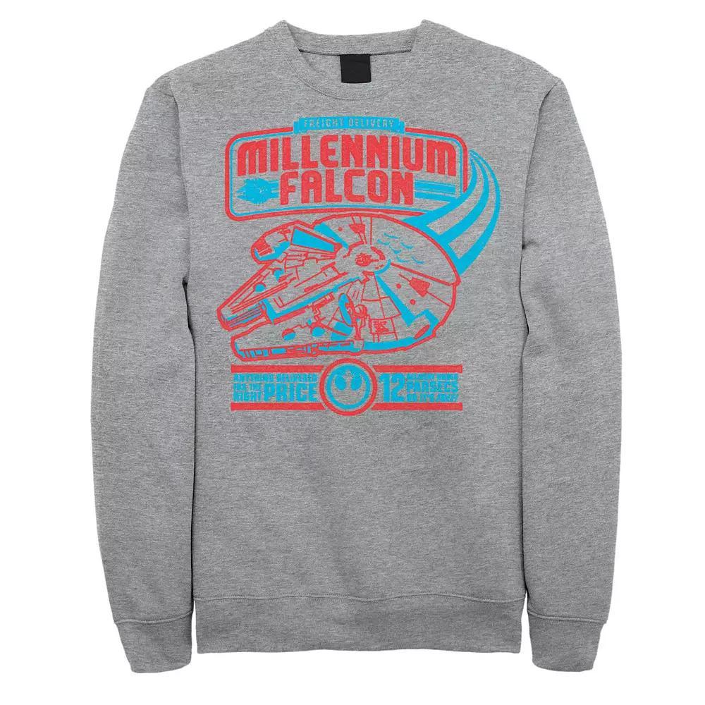 Men's Star Wars Millennium Falcon Freight Delivery Poster Graphic Fleece, Size: XXL, Athletic Grey Product Image