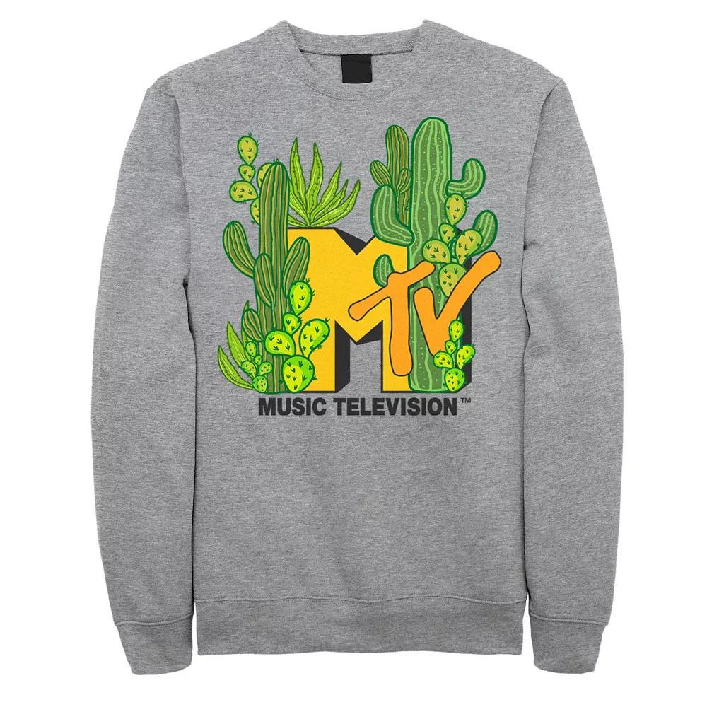 Men's MTV Logo Cacti Galore Sweatshirt, Size: Large, Athletic Grey Product Image