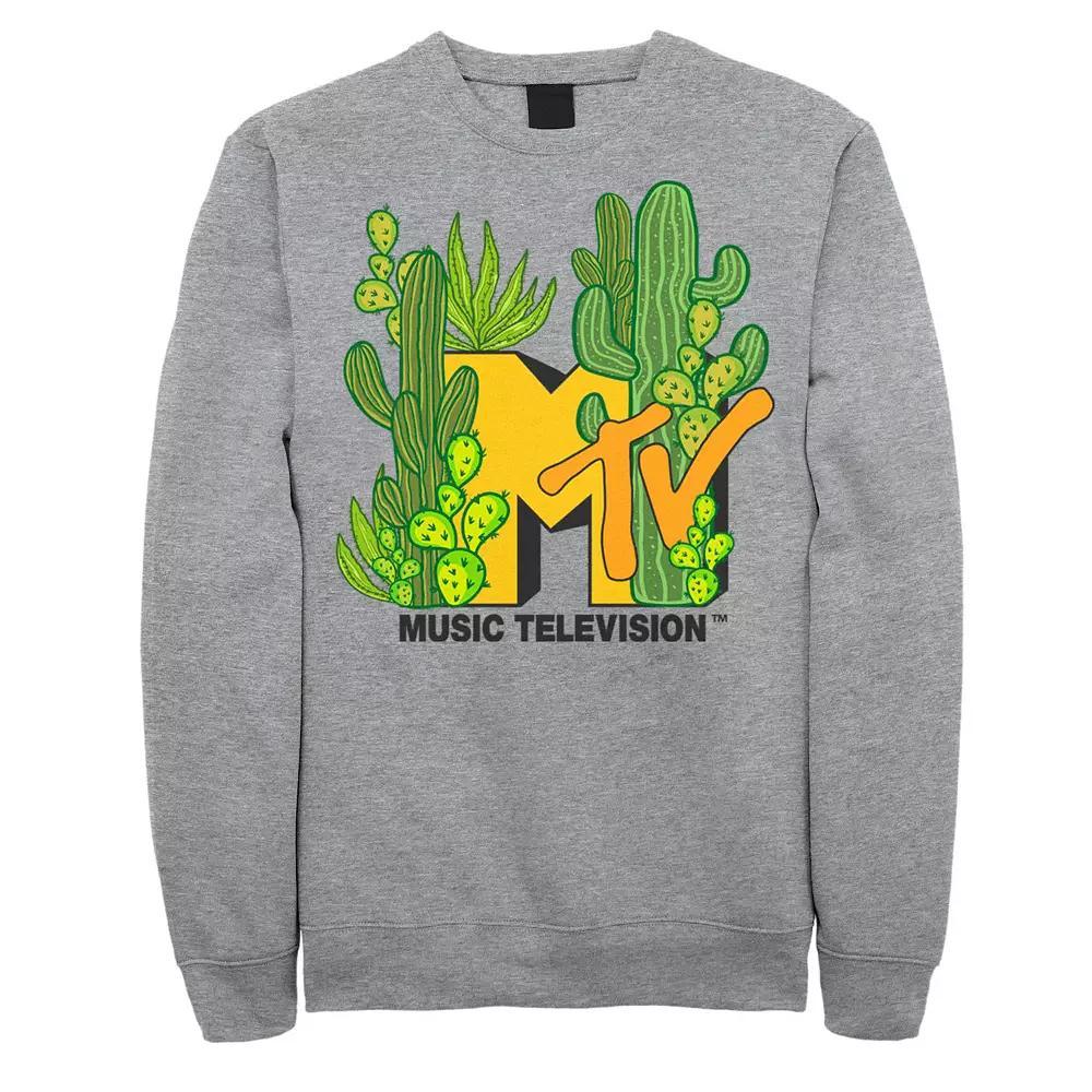 Men's MTV Logo Cacti Galore Sweatshirt, Size: Large, Athletic Grey Product Image