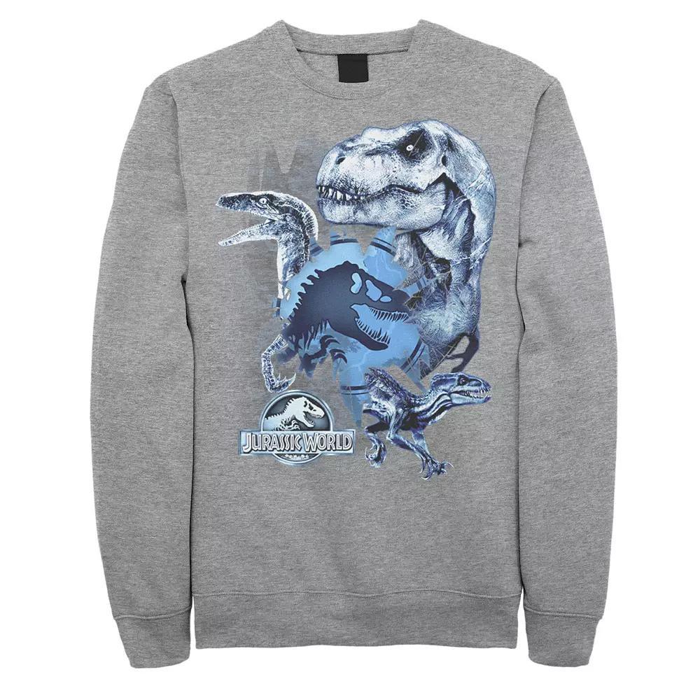 Men's Jurassic World Two T-Rex Squad Camo Shatter Sweatshirt, Size: Small, Athletic Grey Product Image