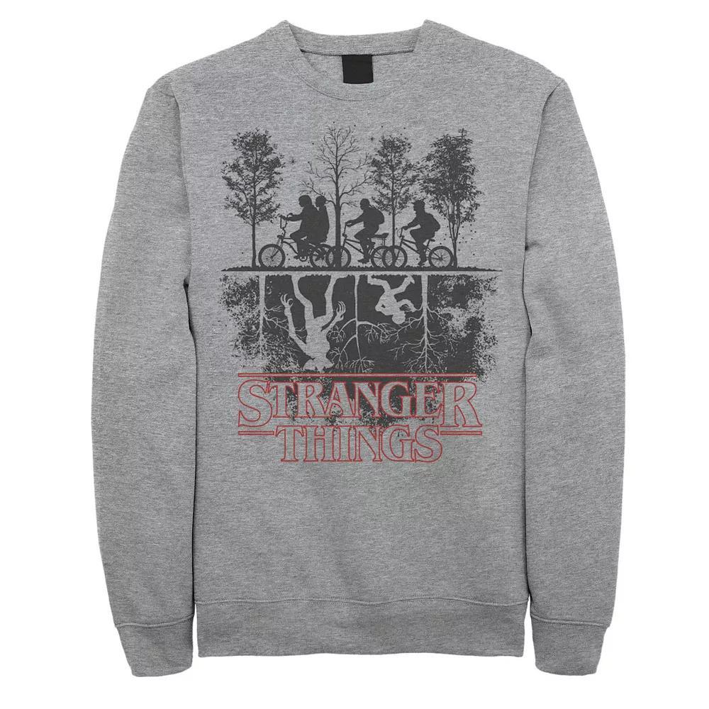 Men's Netflix Stranger Things The Upside Down Logo Sweatshirt, Size: Large, Athletic Grey Product Image