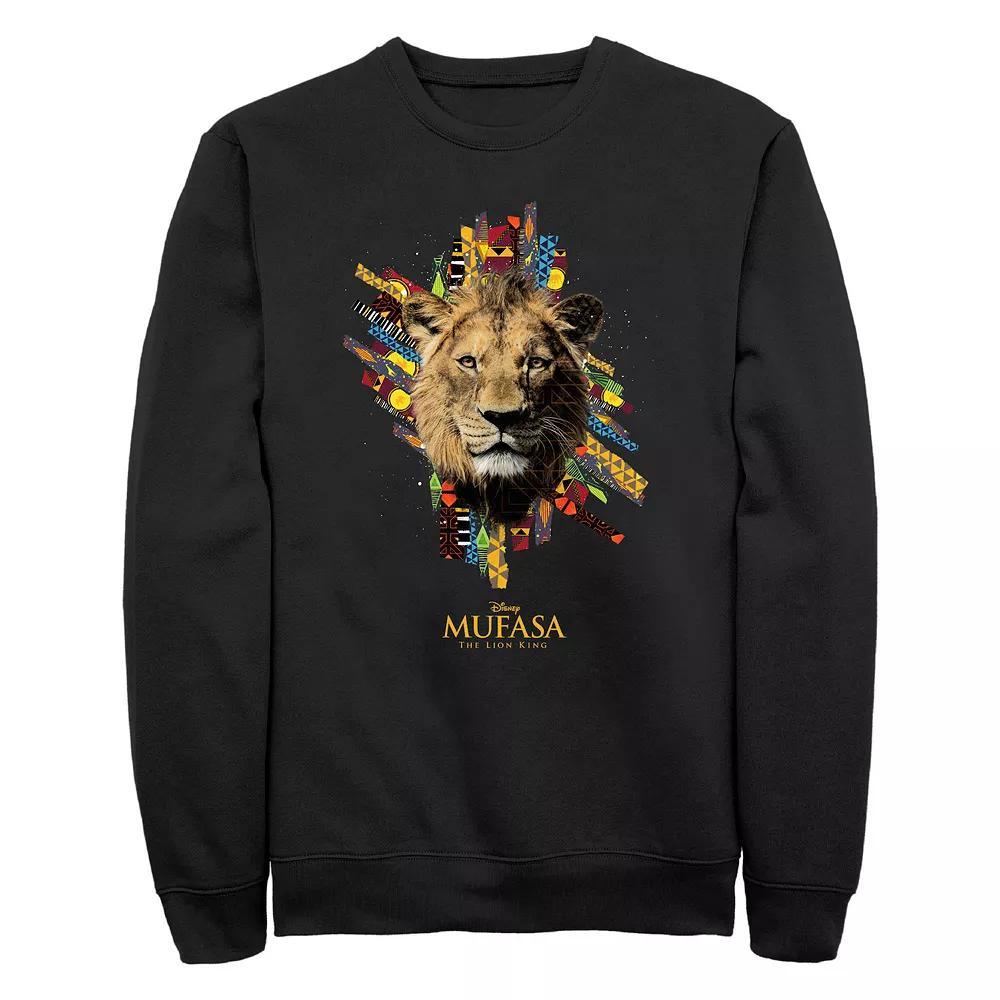 Disney's Mufasa The Lion King African Prints Background Men's Graphic Fleece, Size: Medium, Black Product Image