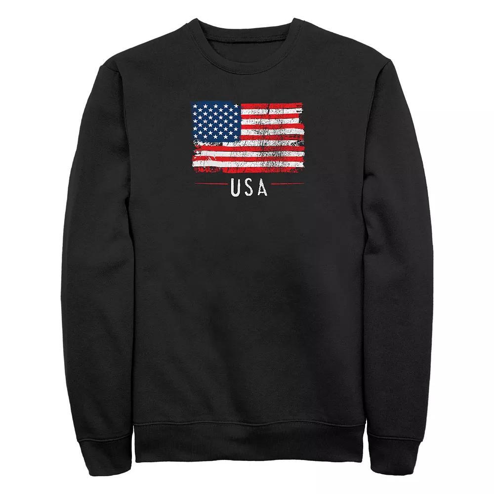 Big & Tall USA Distressed Print Graphic Fleece, Men's, Size: 4XL Tall, Black Product Image