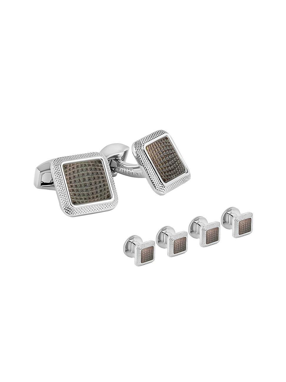 Mens Spazio Square Mother of Pearl Cufflinks & Shirt Studs Set Product Image