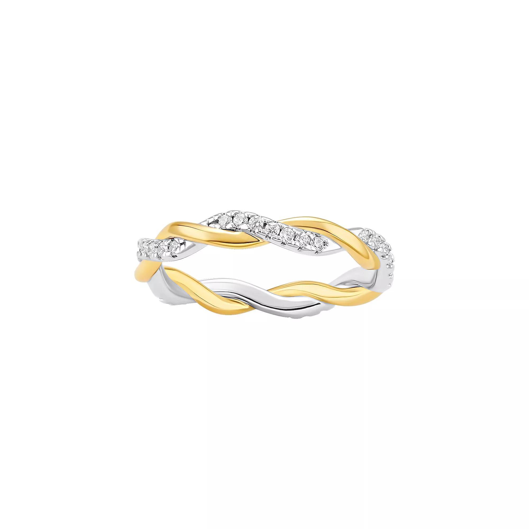 PRIMROSE Cubic Zirconia Twisted Band Ring, Women's, Size: 7, Two Tone White Product Image