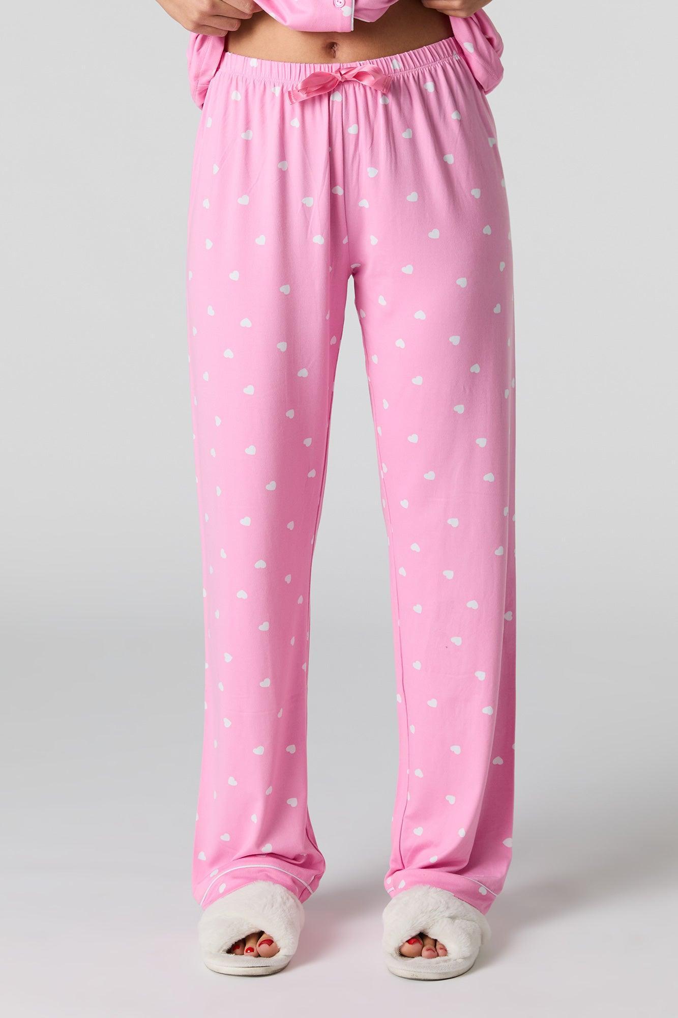 Collared Button-Up Top & Pant 2 Piece Pajama Set Female Product Image
