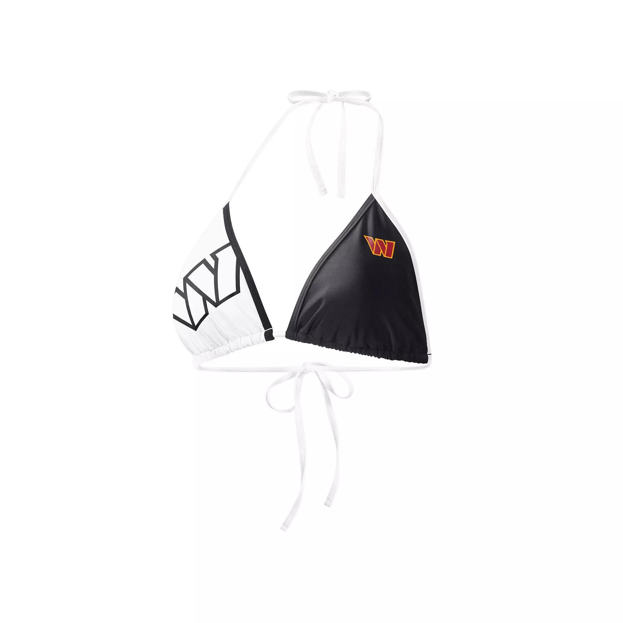 Women's G-III 4Her by Carl Banks Black/White Washington Commanders Play Action Bikini Top, Size: Small, Wft Black Product Image