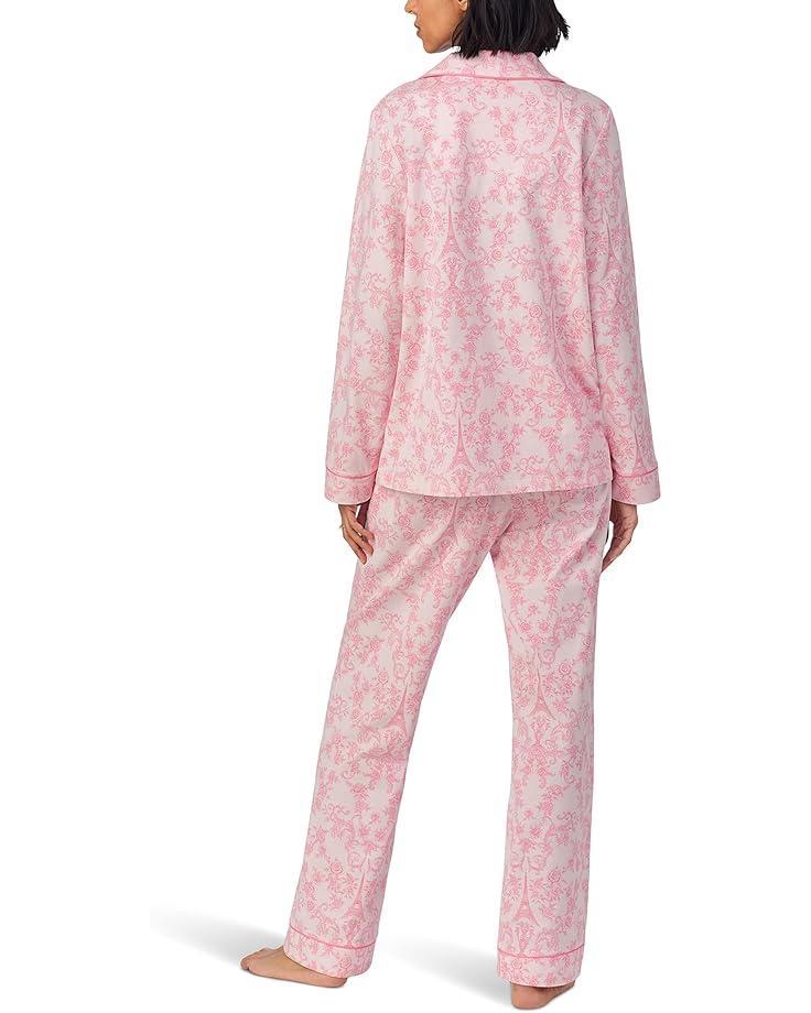 Cotton Knit Long Sleeve Notch Collar Pj Set Product Image