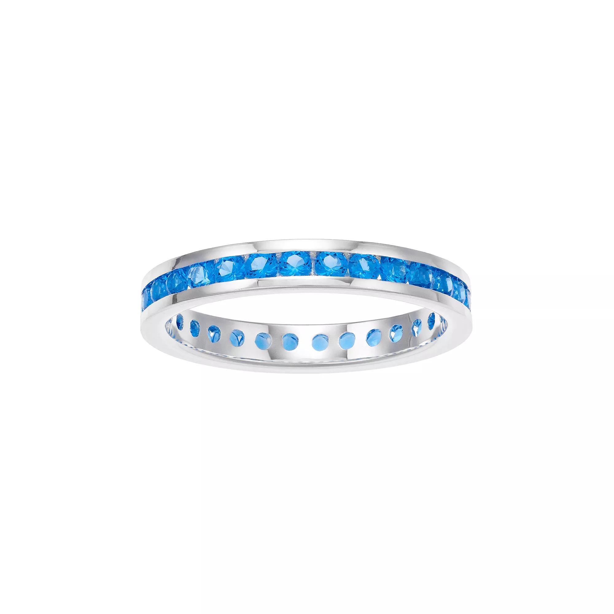Traditions Jewelry Company Sterling Silver Channel-Set Blue Topaz Birthstone Ring, Womens Product Image