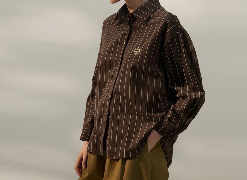 Collared Striped Button Up Shirt Product Image