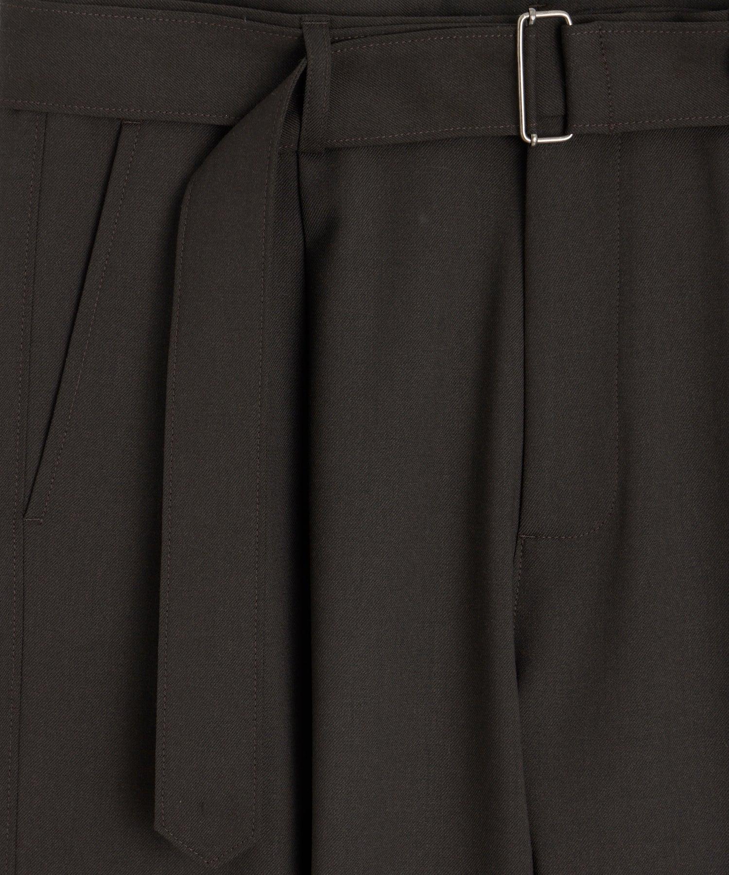 Italian Gabardine Belted Short in Dark Brown Product Image