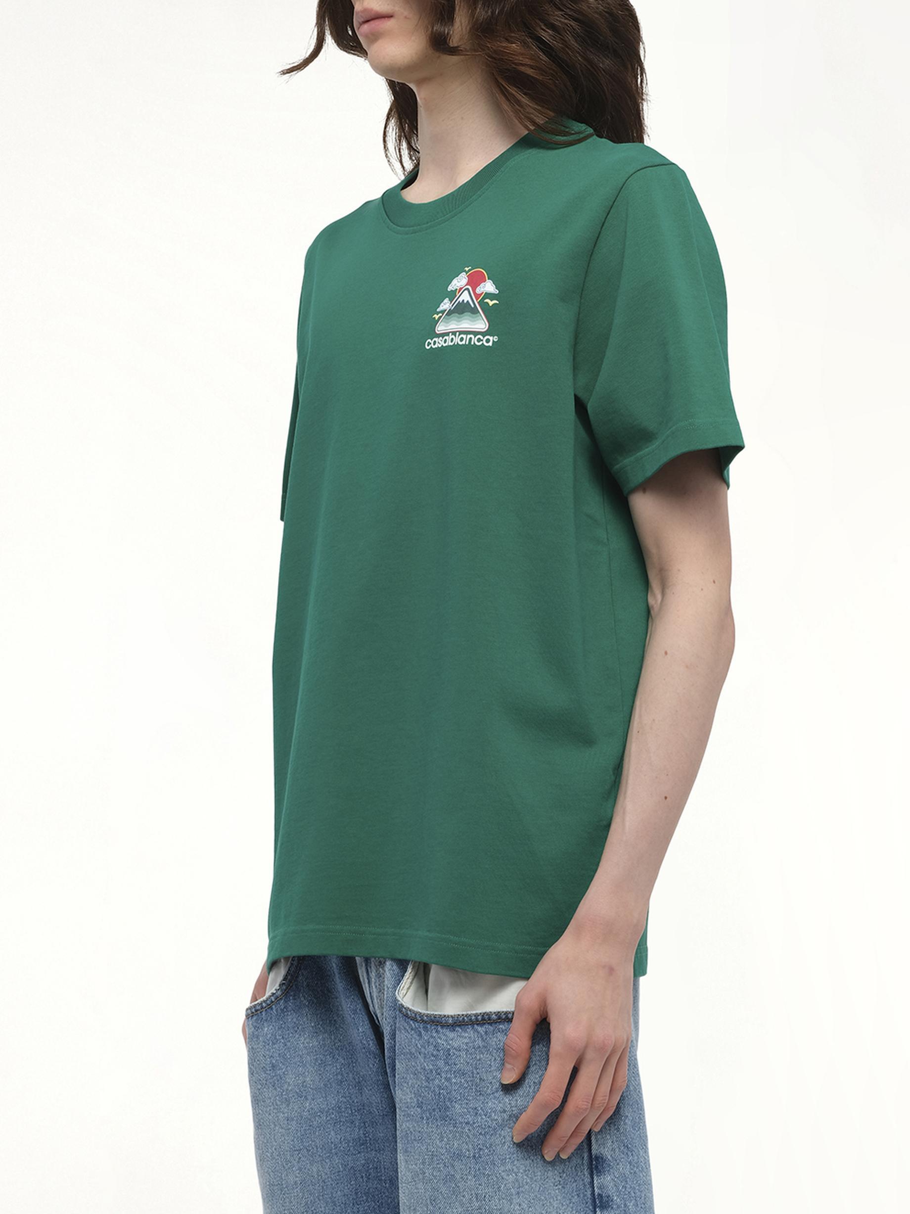 CASABLANCA Mens Montagne Ondulee Brand-print Cotton-jersey T-shirt In Green Product Image