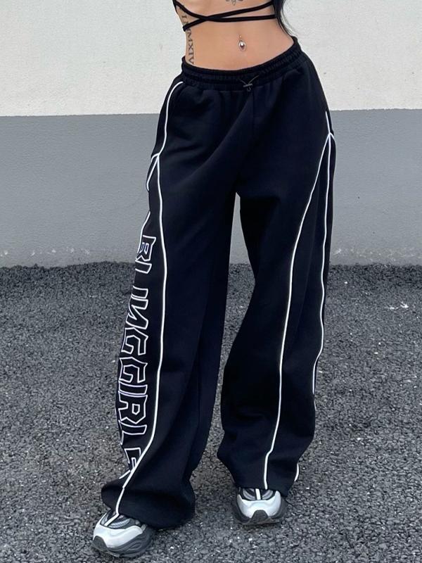 Embroidery Patchwork Wide Leg Pants Product Image