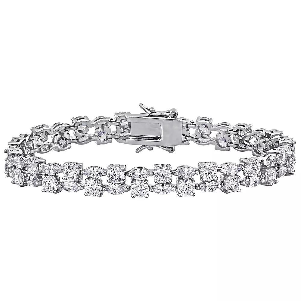 Stella Grace Sterling Silver Lab-Created White Sapphire Double Row Bracelet, Womens Product Image
