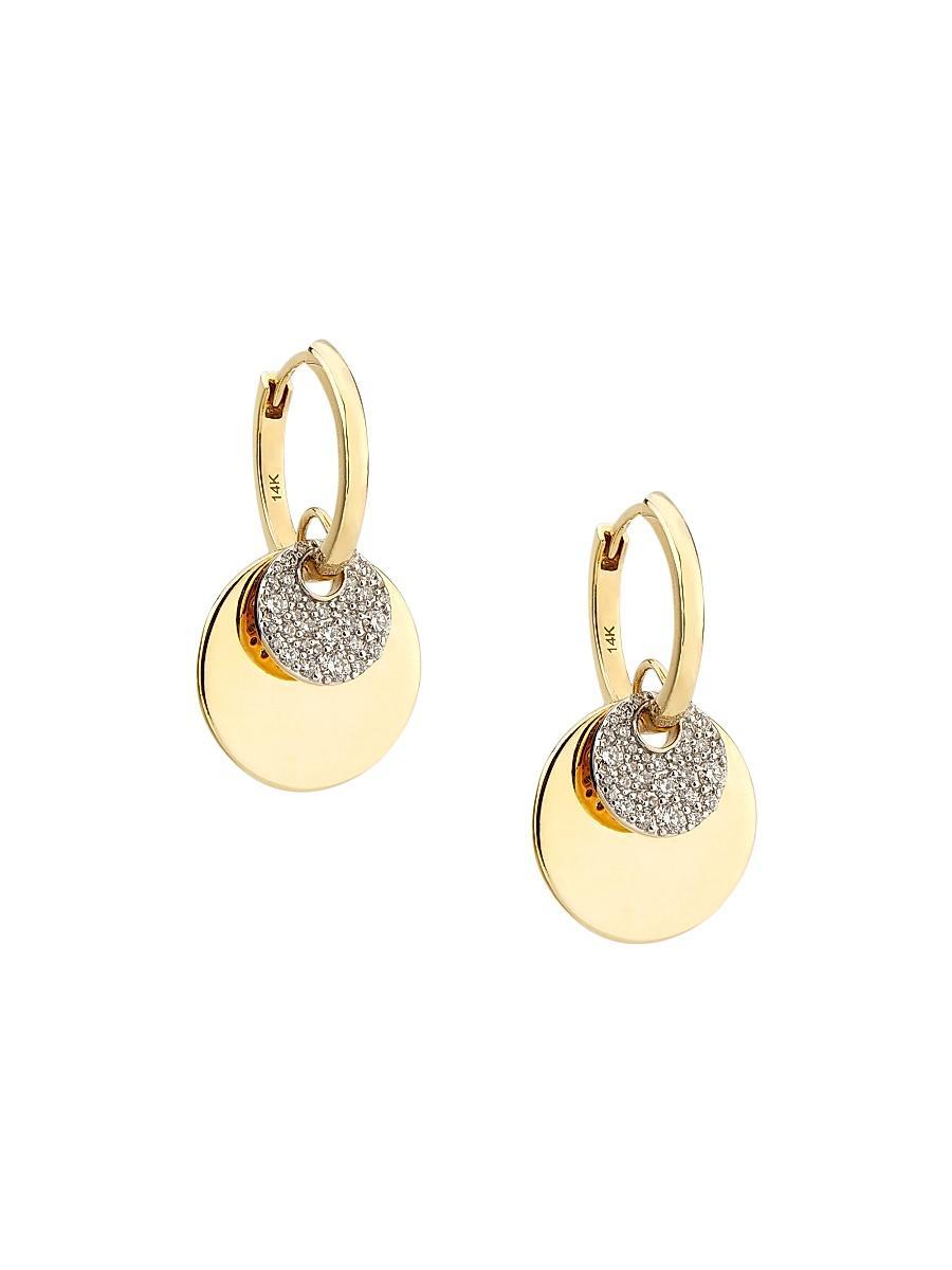 Womens 14K Yellow Gold & 0.41 TCW Diamond Drop Earrings Product Image