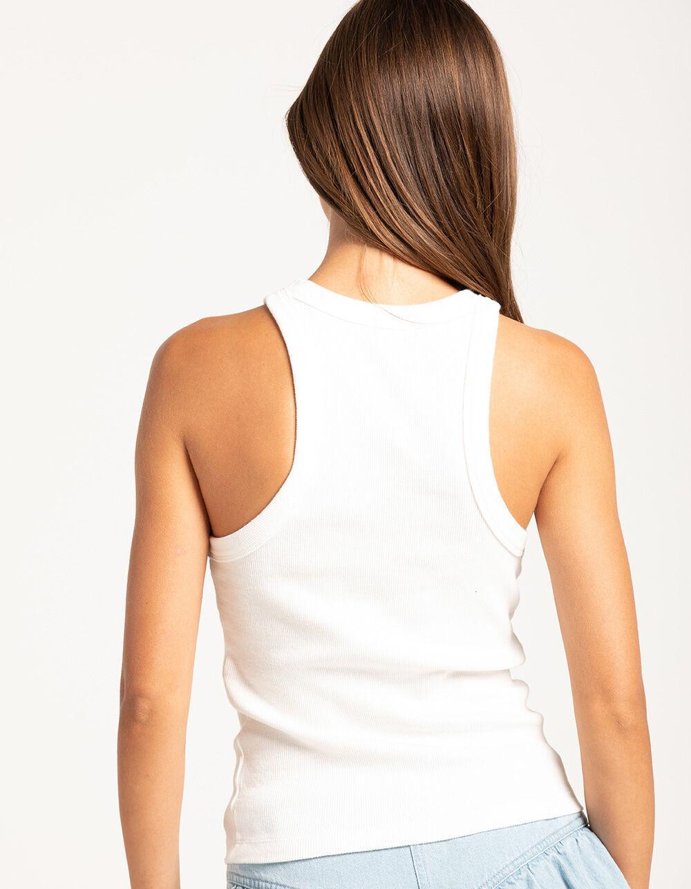 WEST OF MELROSE Womens High Neck Rib Tank Top - WHITE Product Image