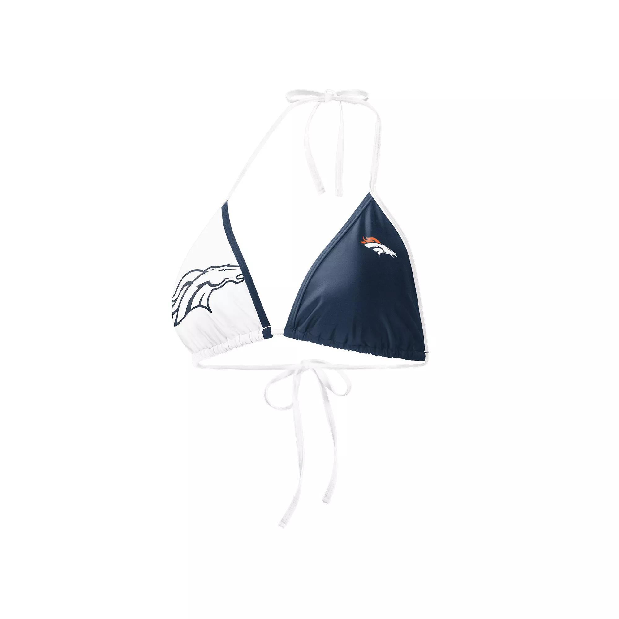 Women's G-III 4Her by Carl Banks Navy/White Denver Broncos Play Action Bikini Top, Size: XL, Blue Product Image
