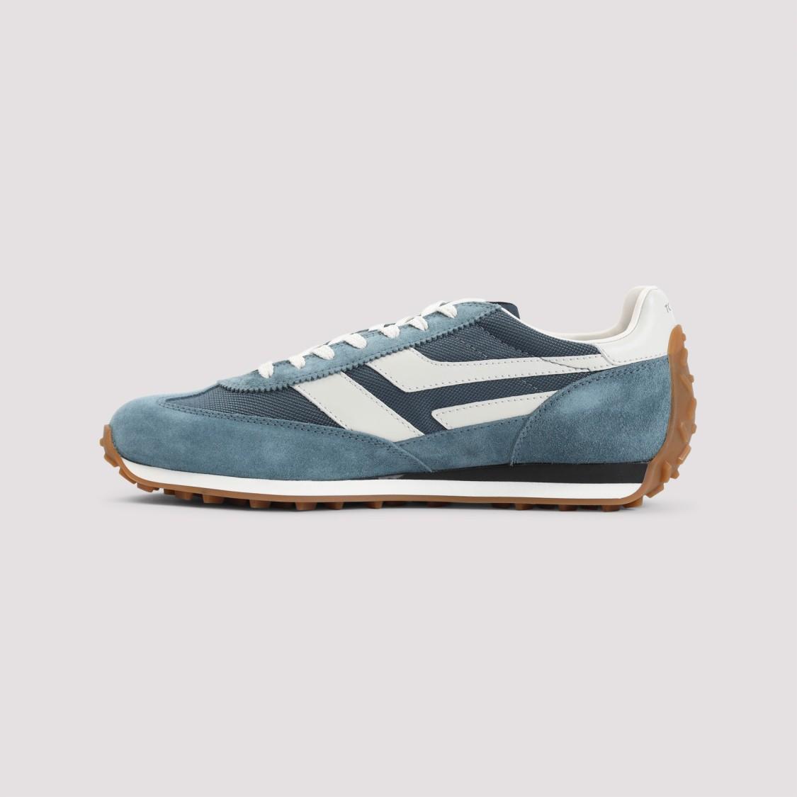 TOM FORD Premium Suede And Leather Sneakers In Blue Product Image