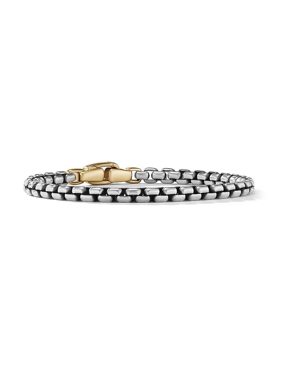 David Yurma Mens Box Chain Bracelet in Sterling Silver with 14K Yellow Gold, 5mm Product Image